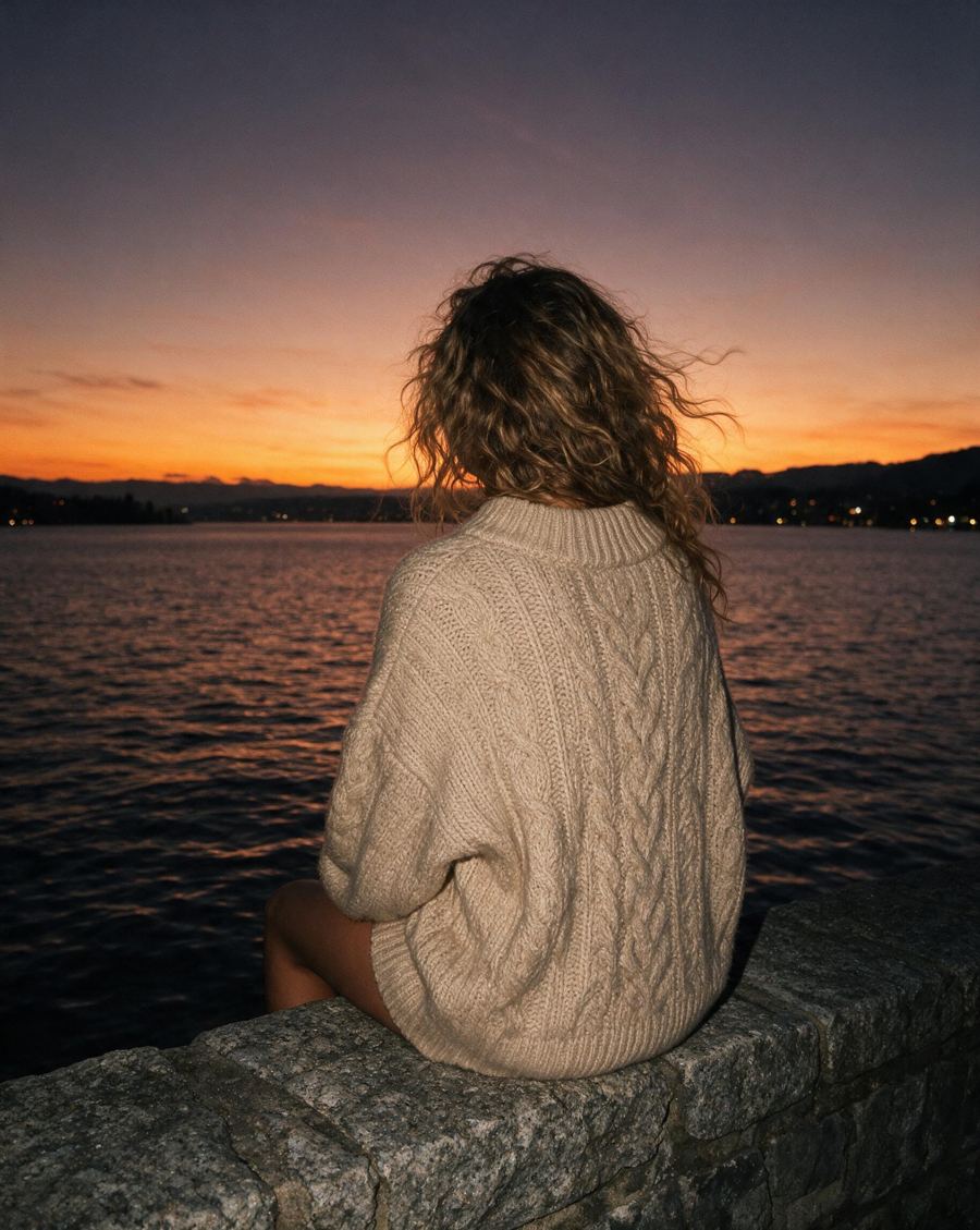 Lea am See bei Sonnenuntergang